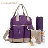 COLORLAND Baby Diaper Bag Backpack Nylon 5 carry style with changing pad , stroller hook , wet bag , coin bag (Purple)