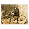 Vintage Chimpanzee on a Bicycle Postcard