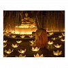Monks lighting khom loy candles and lanterns for Postcard