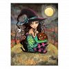 Halloween Witch Black Cat and Jack-O-Lantern Postcard