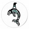 Blue and Black Haida Spirit Killer Whale Classic Round Sticker