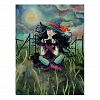 Halloween Witch and Black Cats Fantasy Art Postcard