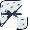 Hudson Baby Muslin Hooded Towel with Washcloth, Blue Whale by Hudson Baby