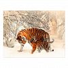 Mother Tiger and Cub in the Snowy Woods Postcard