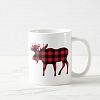 Lumberjack Mug, Moose Silhouette Red & Black Plaid Coffee Mug