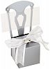 Kate Aspen Miniature Silver Chair Favor Box with Heart Charm and Ribbon