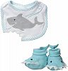Baby Aspen Bib and Booties Gift Set, Chomp and Stomp Shark