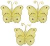 3" Yellow Mini (X-Small) Wire Bead Butterfly Butterflies 3pc set - hanging nylon nursery bedroom girls room ceiling wall decor, wedding birthday party baby bridal shower