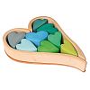 Grimm's Wooden Heart Blocks Building & Stacking Play Set, Green Hearts