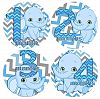 CHEVRON BLUE ELEPHANTS BLUE BOY 1-12 Months Baby Monthly One Piece Stickers Baby Shower Gift Photo Shower Stickers