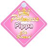 Crown Princess Pippa On Board Personalised Baby / Child Girls Car Sign