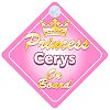 Crown Princess Cerys On Board Personalised Baby / Child Girls Car Sign