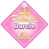 Crown Princess Darcie On Board Personalised Baby / Child Girls Car Sign