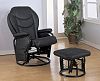 Black Leatherette Cushion Glider Rocker Chair w/Ottoman by Coaster Home Furnishings