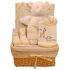 Bee Bo Baby Gift Set with Bodysuit, Bib, Socks and Teddy Bear in a Rattan Basket. 0 - 3 Months. Available in Blue, Pink, Cream, Lemon or White. . . . by Kris X Kids