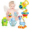 Naovio 5 Pcs Colorful Baby Teether Toy Set for Infant & Toddler, Non-Toxic Safe Teethers
