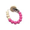 Amyster Silicone Teething Rose Stone Dummy Baby Pacifier Clip Natural Wood Beads Mom Nursing Waldorf Teether (Rose)