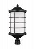 8224491S-12 - Sea Gull Lighting - Sauganash - 22.25 14W 1 LED Outdoor Post Lantern Black Finish with Etched Seeded Glass - Sauganash