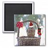 Christmas Squirrel in Snowy Basket Magnet