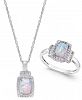 Lab-Created Opal (5/8 ct. t. w. ) and White Sapphire (5/8 ct. t. w. ) Pendant Necklace and Matching Ring Set in Sterling Silver