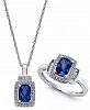 Lab-Created Blue Sapphire (2 ct. t. w. ) and White Sapphire (5/8 ct. t. w. ) Pendant Necklace and Matching Ring Set in Sterling Silver