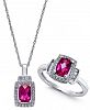 Lab-Created Ruby (2 ct. t. w. ) and White Sapphire (5/8 ct. t. w. ) Pendant Necklace and Matching Ring Set in Sterling Silver