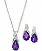 Amethyst (1-1/4 ct. t. w. ) and Diamond Ear and Pendant Set in Sterling Silver