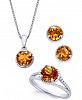 Citrine Rope-Style Pendant Necklace, Stud Earrings and Ring Set (4 ct. t. w. ) in Sterling Silver