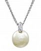 Majorica Pearl Necklace, Sterling Silver and Organic Man Made Pearl Pendant with Cubic Zirconia Accents