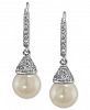 Carolee Earrings, Silver-Tone Cubic Zirconia and Glass Pearl Drop Earrings (6-9/10 ct. t. w. )