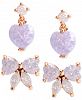 Betsey Johnson Gold-Tone Purple Bow and Heart Stud Earring Set