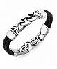 Sutton by Rhona Sutton Men's Stainless Steel Link and Braided Leather Bracelet