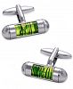 Sutton by Rhona Sutton Men's Stainless Steel Green Level Tube Cuff Links