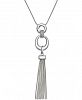 Charter Club 32" Silver-Tone Circle Tassel Pendant Necklace, Created for Macy's
