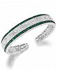 Emerald (1-1/3 ct. t. w. ) and Diamond (1/10 c. t. t. w. ) Cuff Bangle Bracelet in Sterling Silver