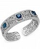 London Blue Topaz (7-3/4 ct. t. w. ) and Diamond (1/10 ct. t. w. ) Cuff Bangle Bracelet in Sterling Silver