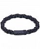 Esquire Men's Jewelry Leather Woven Bracelet in Ion-Plated Stainless Steel, Created for Macy's