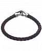 Esquire Men's Jewelry Woven Black and Brown Leather Bracelet in Stainless Steel, Created for Macy's