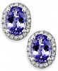 Tanzanite (1-1/2 ct. t. w. ) and Diamond (1/5 ct. t. w. ) Oval Stud Earrings in 14k White Gold