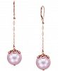 Pink Windsor Pearl (13mm) Drop Earrings in 14k Rose Gold