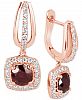 Ruby (1-3/8 ct. t. w. ) and Diamond (1/2 ct. t. w. ) Square Drop Earrings in 14k Rose Gold