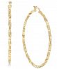 Skinny Square Textured Polished Hoop Earrings in 14k Gold