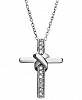 Diamond Knot Cross Pendant Necklace in Sterling Silver (1/10 ct. t. w. )