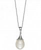 Pearl Necklace, 14k White Gold Cultured Freshwater Pearl (9mm) Claw Pendant