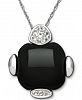 Sterling Silver Necklace, Onyx (15 ct. t. w. ) and White Topaz (1/8 ct. t. w. ) Pendant