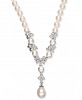 Arabella Cultured Freshwater Pearl (7-12mm) and Swarovski Zirconia Y-Shaped Necklace in Sterling Silver