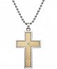 Men's Diamond Accent Cross Pendant in 18K Gold and Stainless Steel