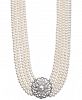 Belle de Mer Cultured Freshwater Pearl (5 & 9mm) and Cubic Zirconia Five-Strand Pendant Necklace