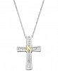 Diamond Cross Pendant Necklace (1/10 ct. t. w. ) in 14k White and Yellow Gold