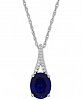 Lab-Created Sapphire (3-5/8 ct. t. w. ) and White Sapphire Accent Pendant Necklace in Sterling Silver